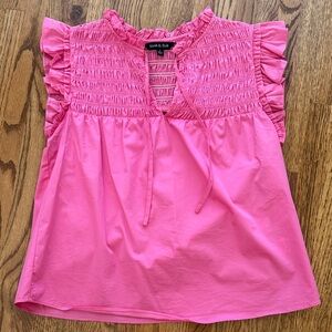 Strut & Bolt Pink Ruffle Sleeve Top